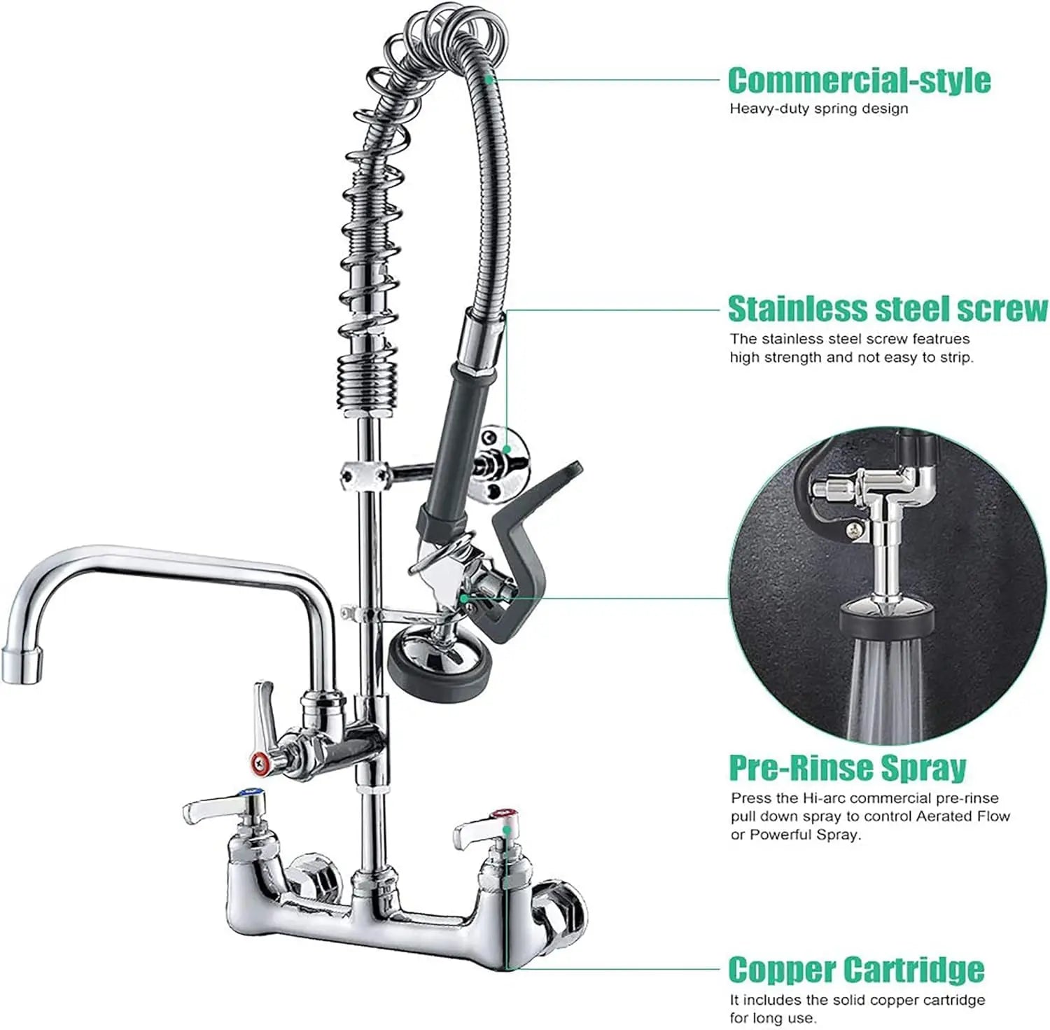 Wall Mount Brass Pre-Rinse Sprayer