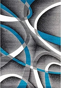 2'2"x7'4" Abstract Turquoise/White Swirl