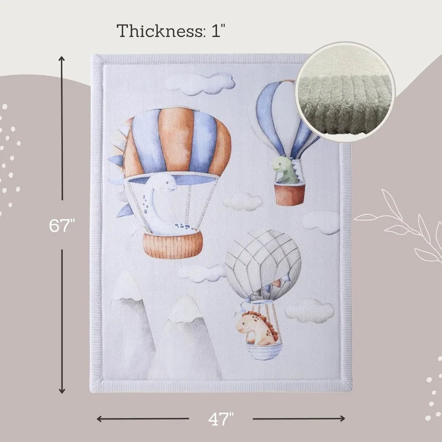 4'x5'6" Play Mat Dinosaur Balloons Memory Foam