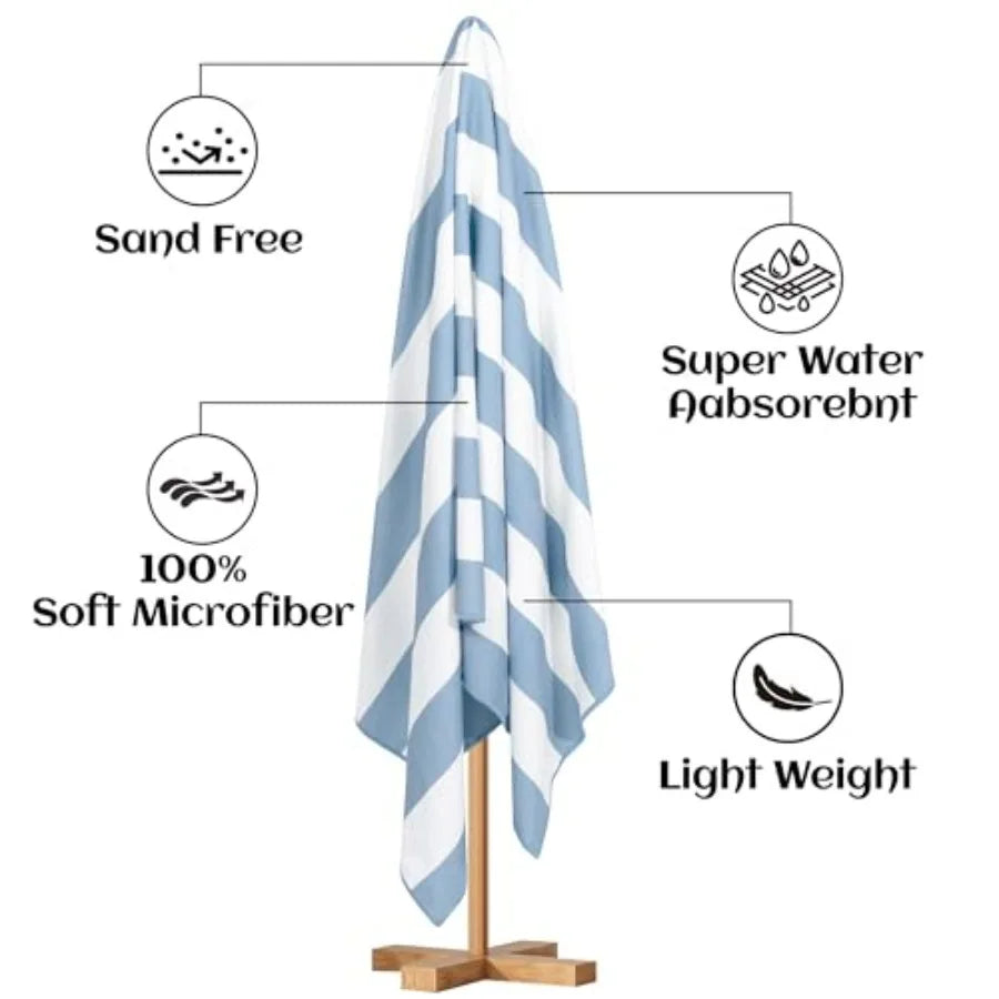4 Pack Beach Towels Stripe Microfiber Adult, 30'' x 60''