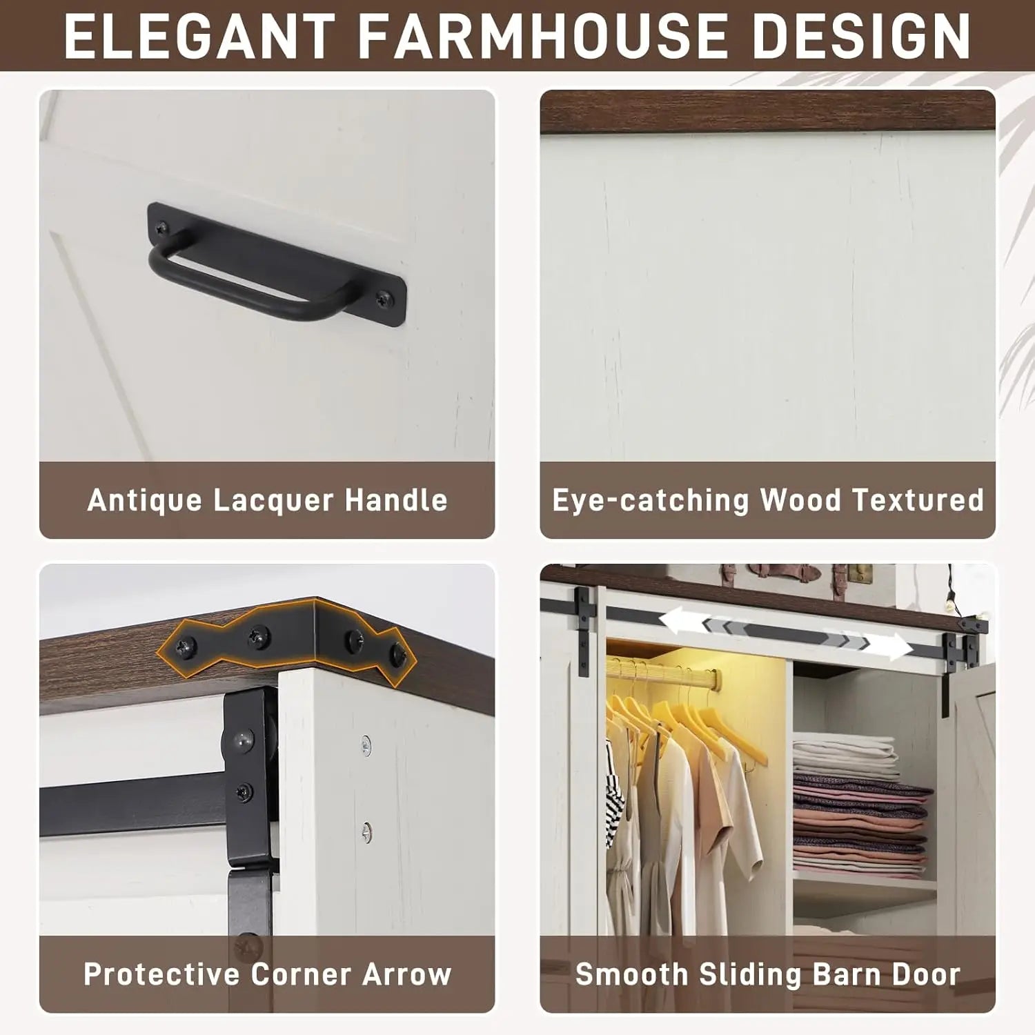 Farmhouse 4-Door Armoire w/Sliding Door