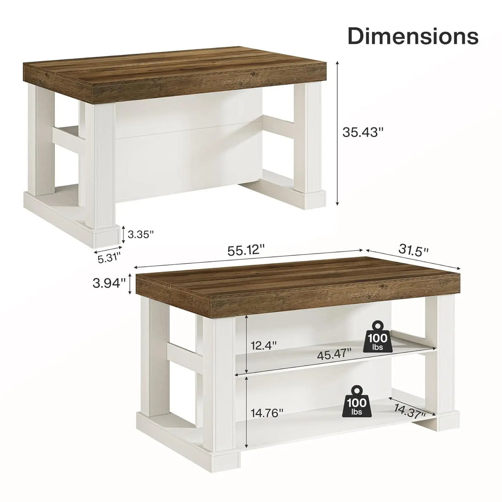 55" Counter Height Bar w/Storage Shelves