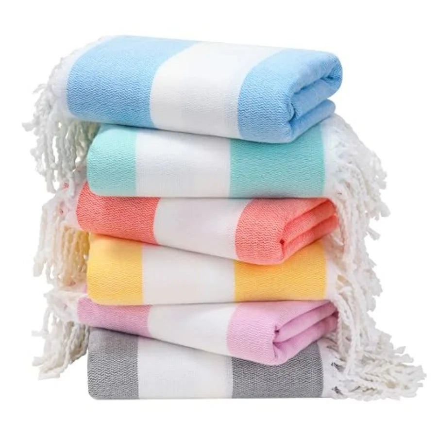 6 Oversized Stripe Turkish Beach Towel 74"x38"