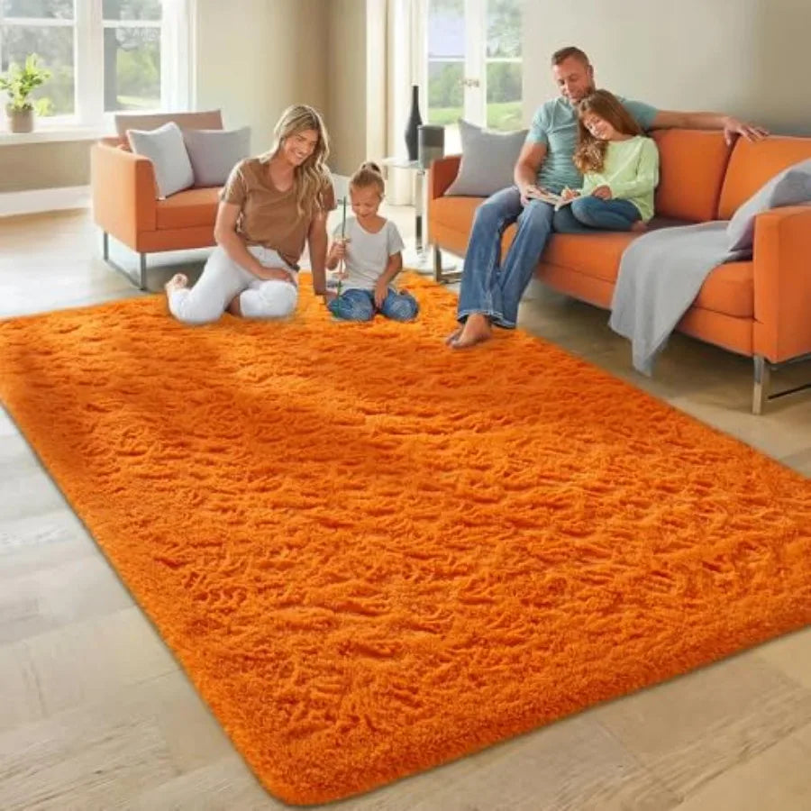 5x8 Orange Plush Fluffy Fuzzy Furry