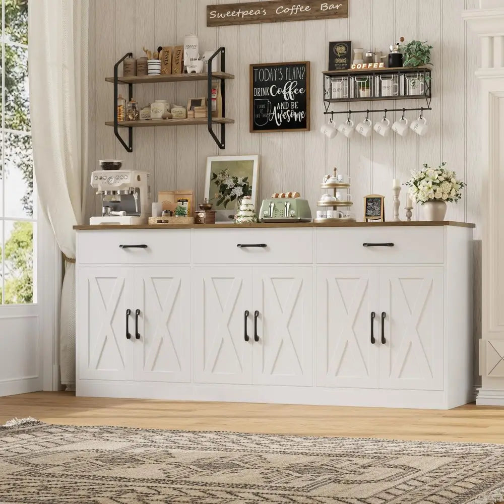 71 Large Sideboard Buffet Cabinet Storage, Farmhouse