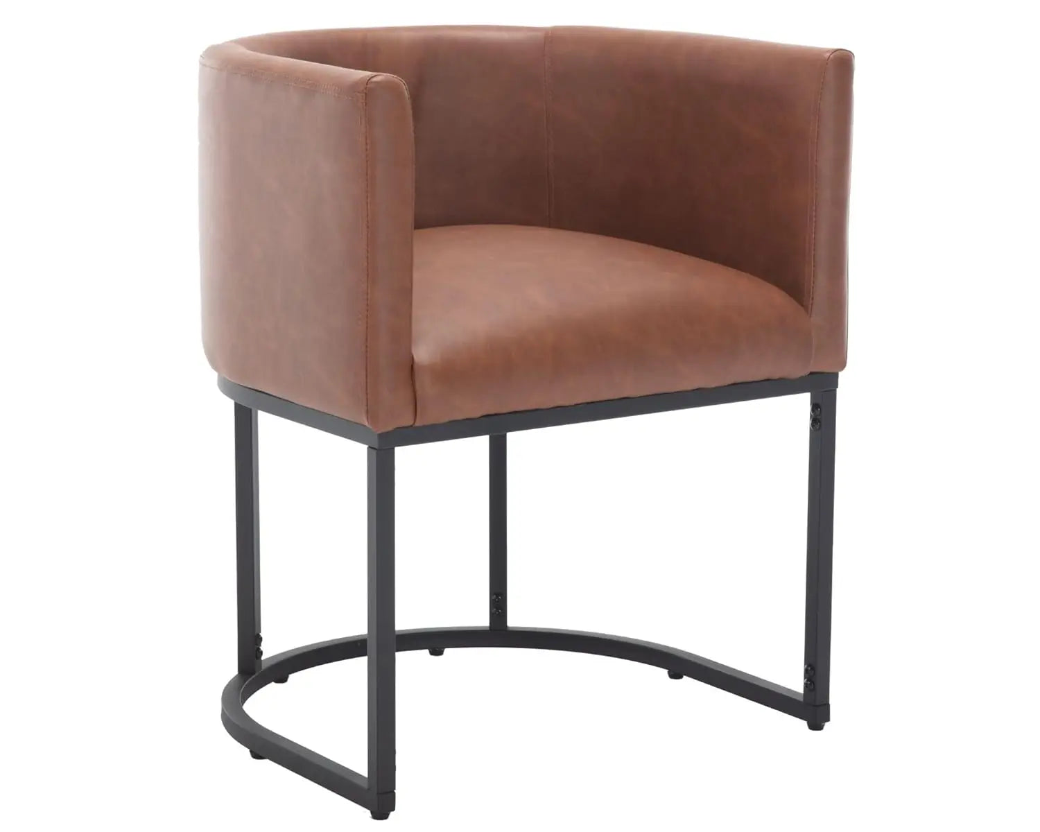 Faux Leather Upholstered Barrel Metal Frame