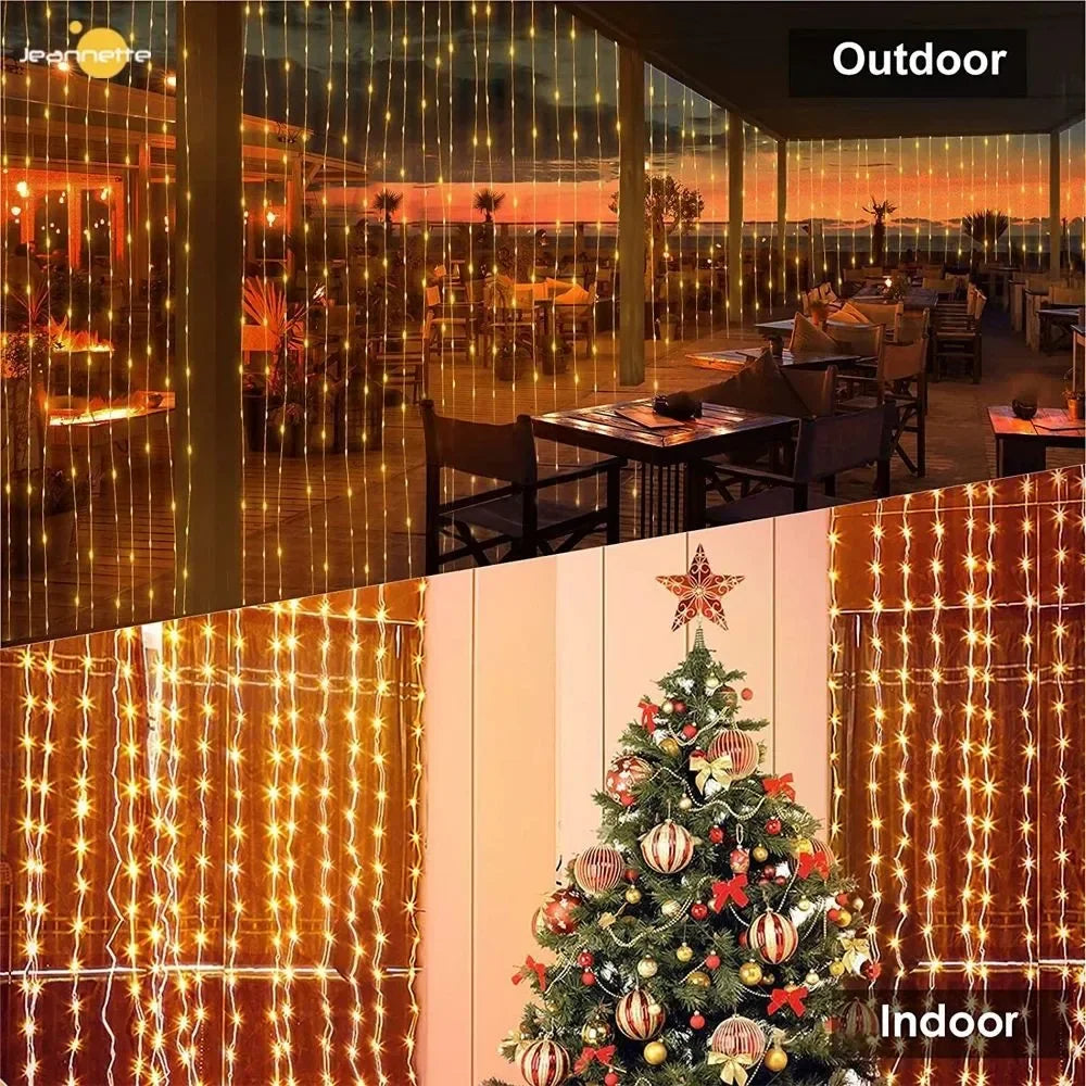 300 LED Solar Curtain Lights