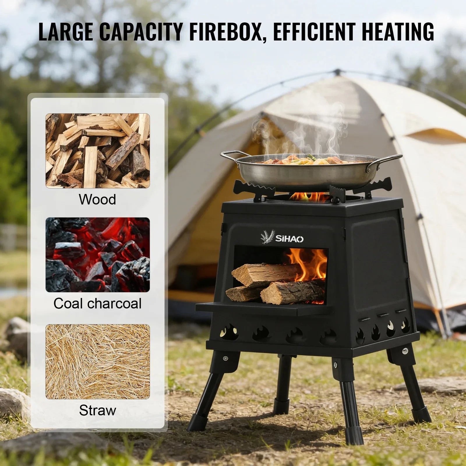 Wood Stove 220/300mm Carbon Steel Camping Stove