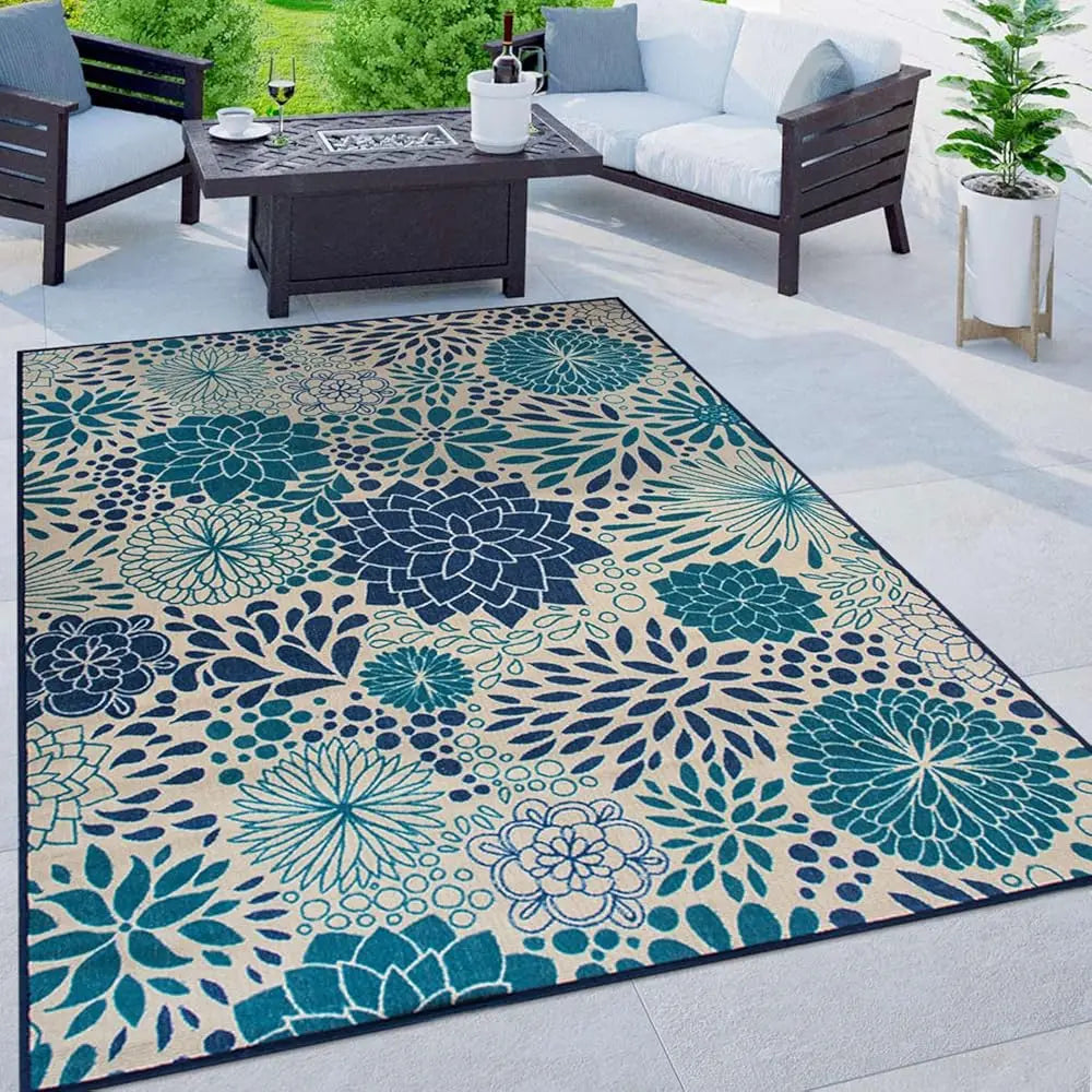 5x7 Modern Floral Circles Outdoor