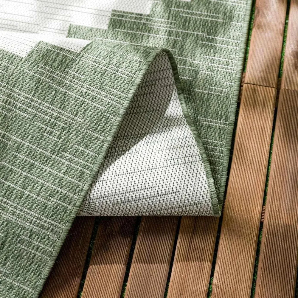 Outdoor Waterproof Geometric Green/Cream/Gray