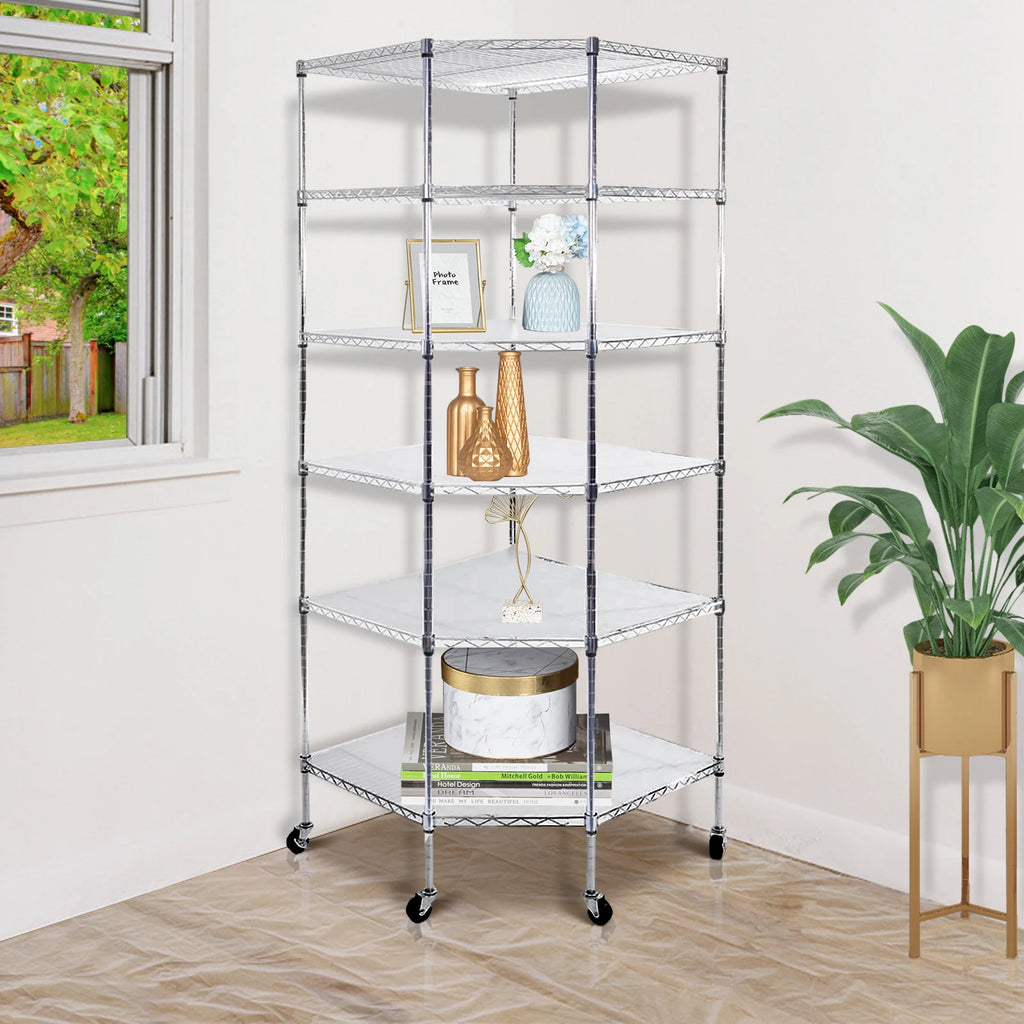 6-Layer Chrome-Plated Polygonal Corner Shelf