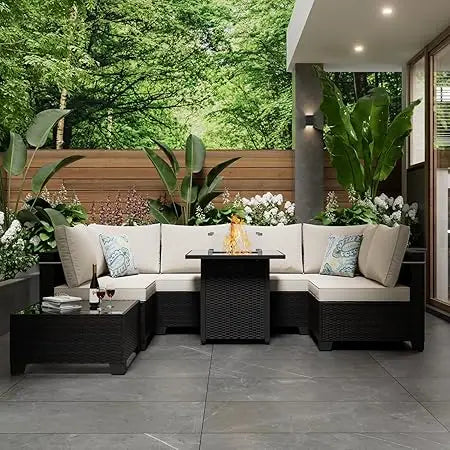 8-Piece Patio Set W/Fire Pit
