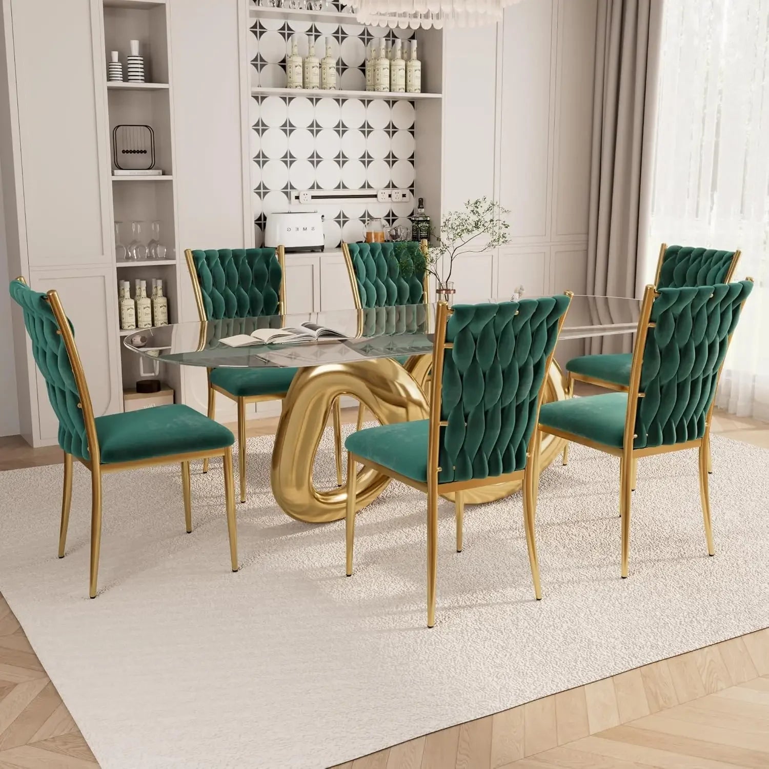 6 Modern Velvet Upholstered w/Metal Legs
