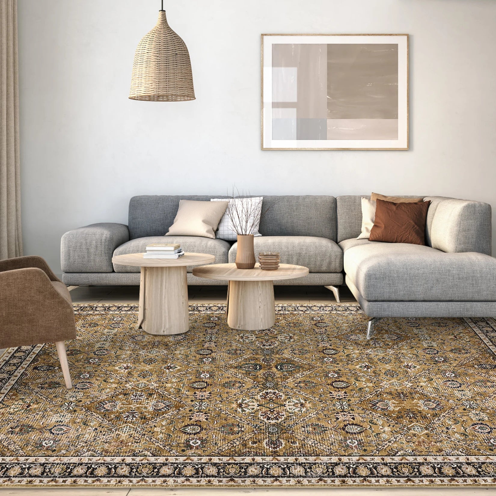 4.25x4.25 Washable Low-Pile Moroccan Trellis