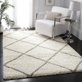 5x7 Shag Ivory/Grey Diamond Trellis