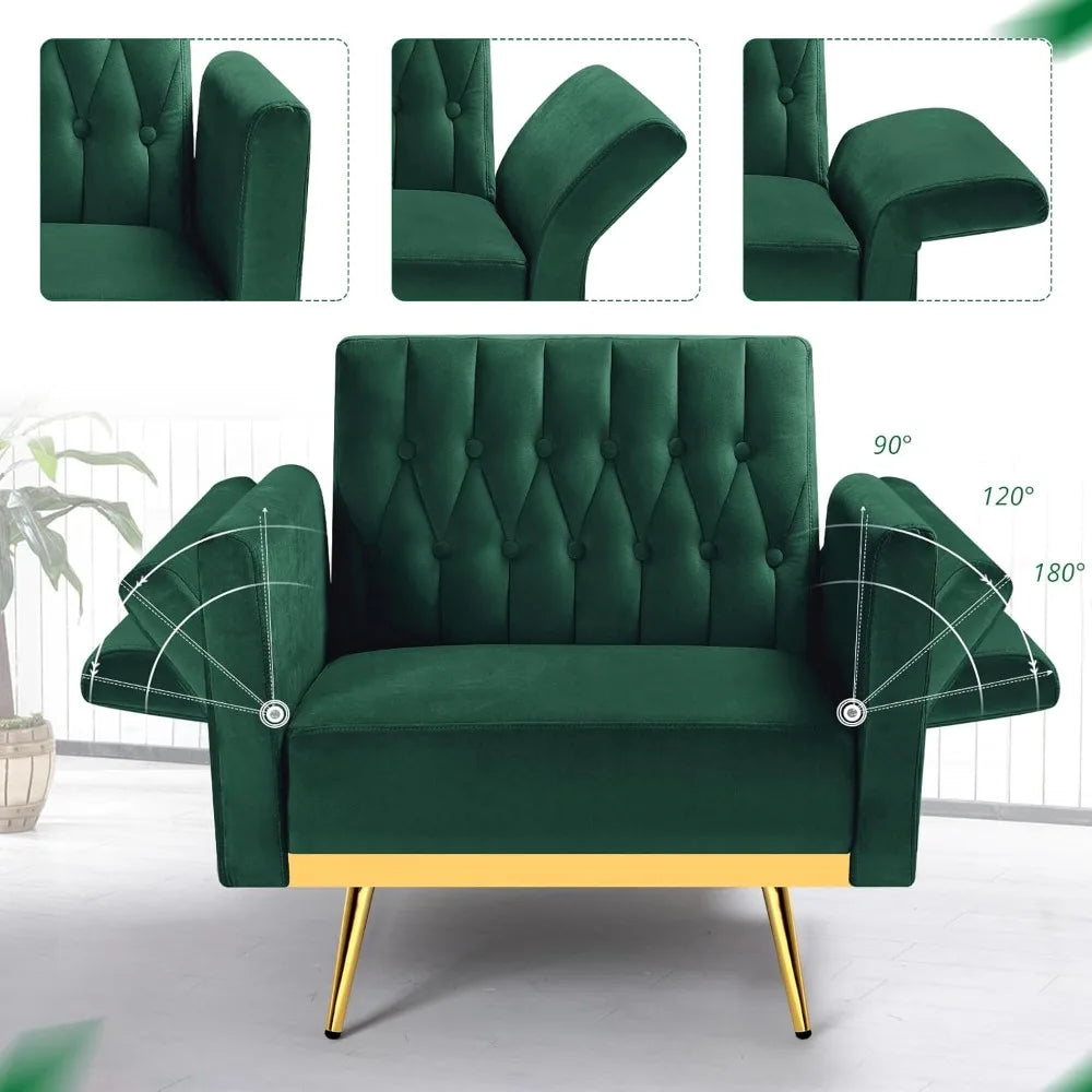 Upholstered Reclining Chair Adjustable Armrests