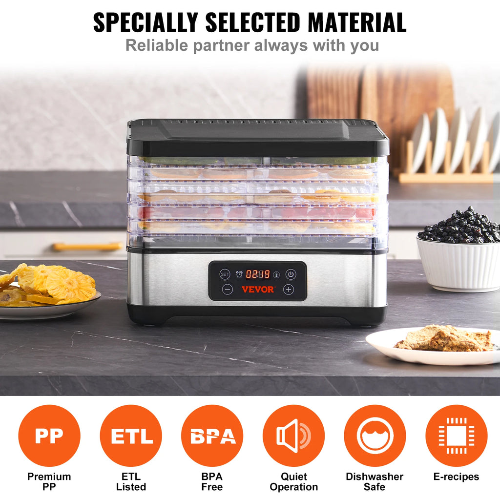 5 Tray Food Dehydrator 300W Stainless