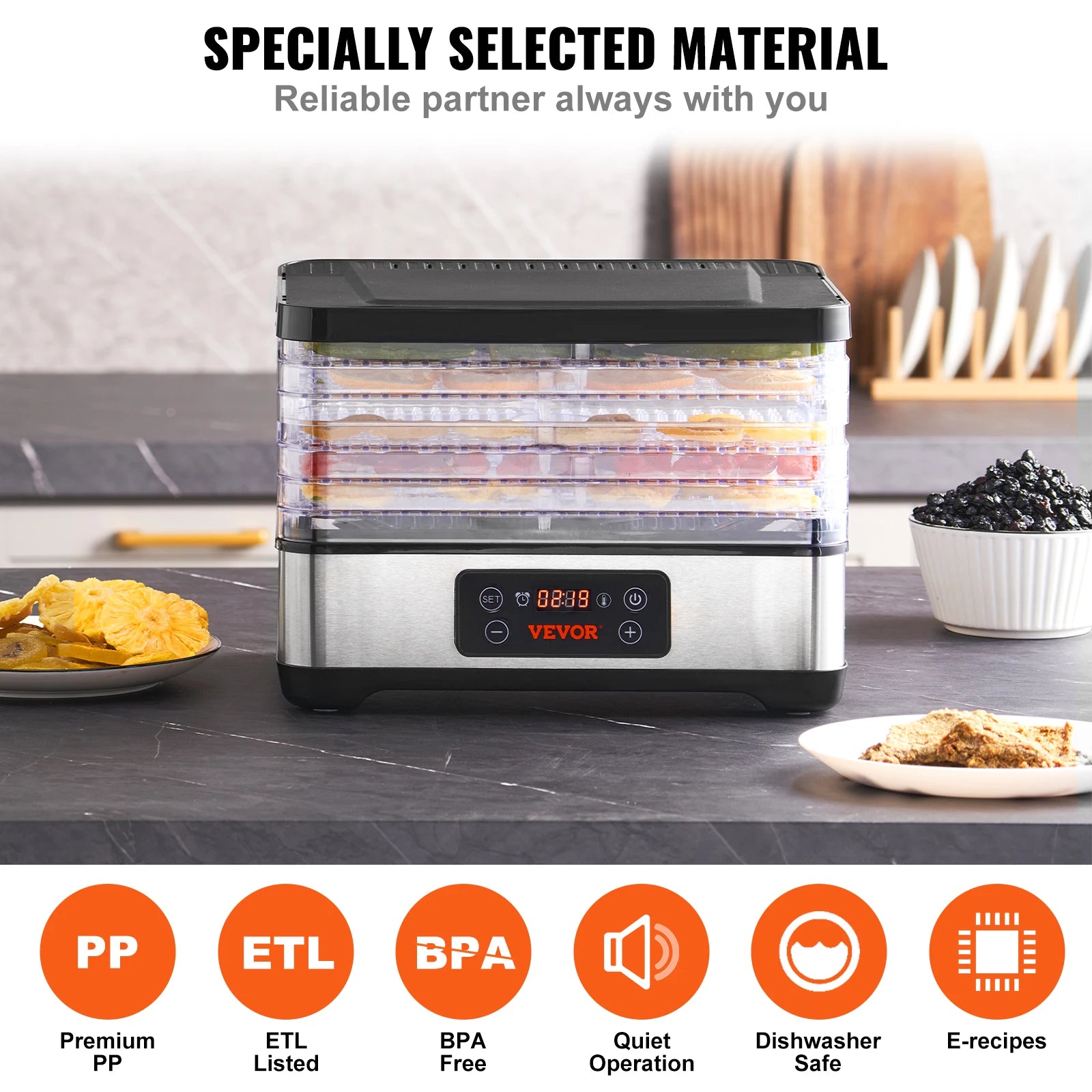 5 Tray Food Dehydrator 300W Stainless