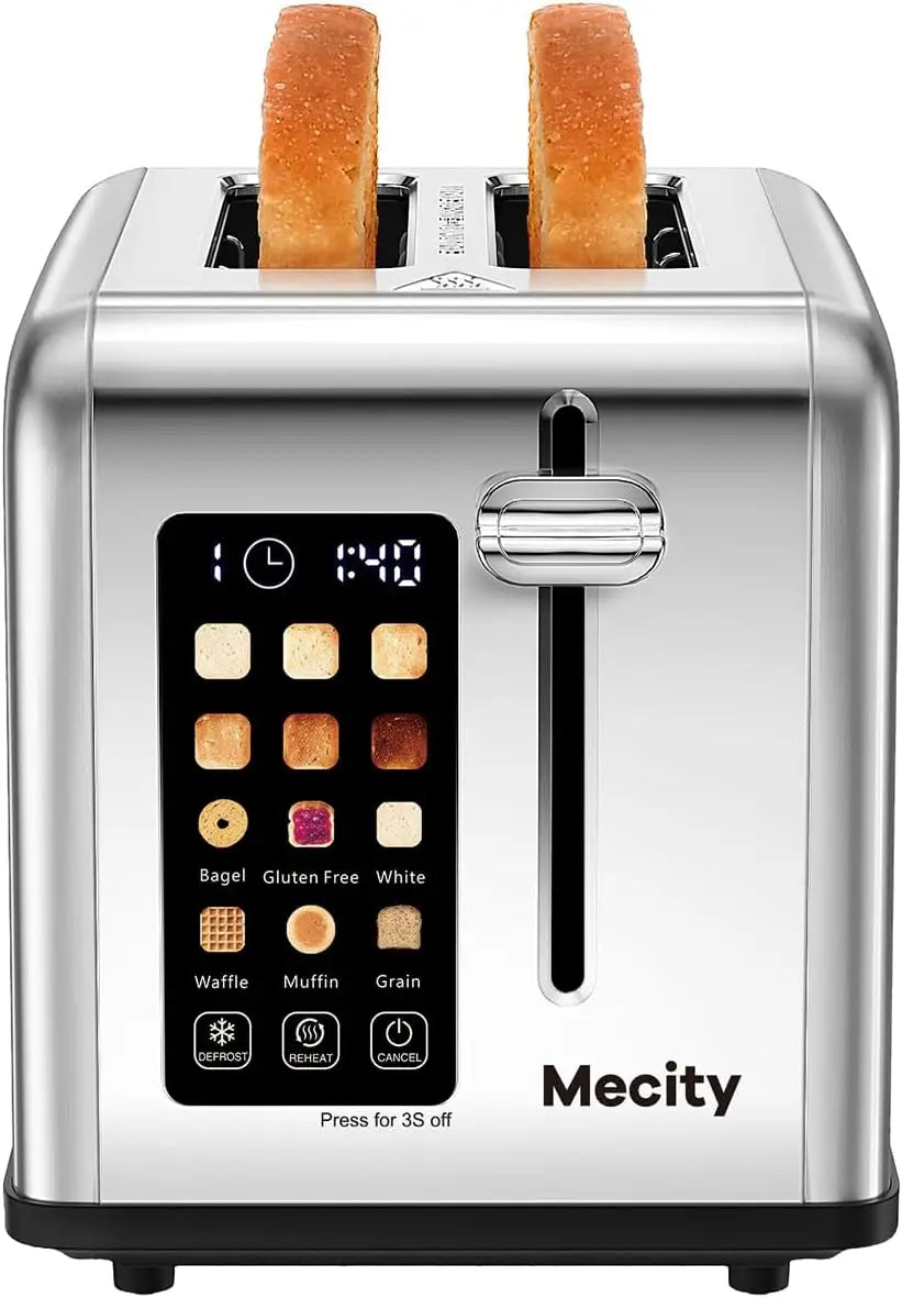 2 Slice Toaster, 1.5" Wide Slot, Stainless