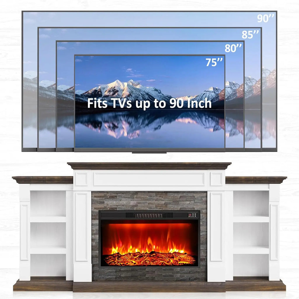 80" Electric Fireplace Mantel Cabinets