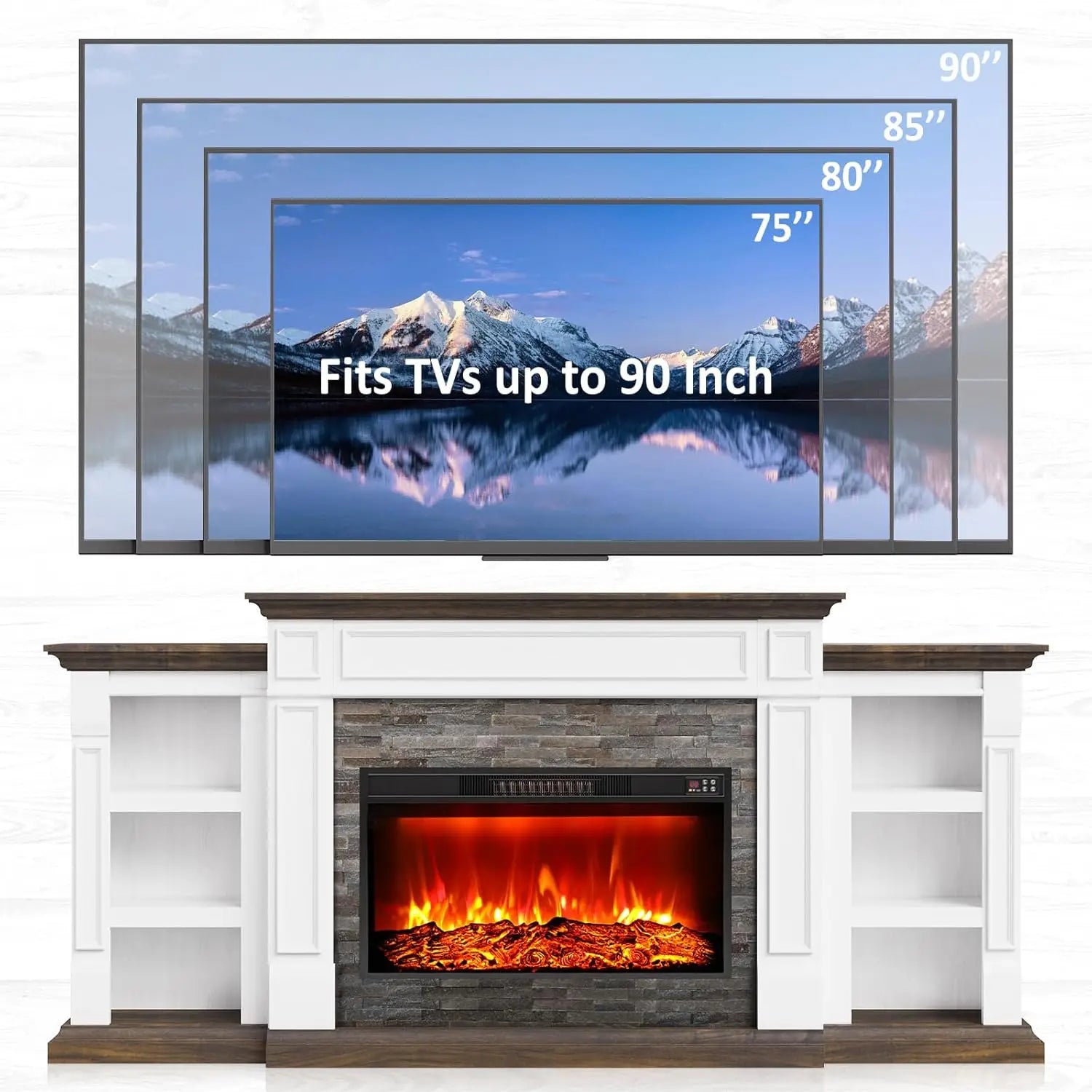 80" Electric Fireplace Mantel Cabinets