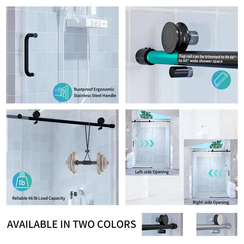 56"-60" W x 76" H Single Sliding Frameless