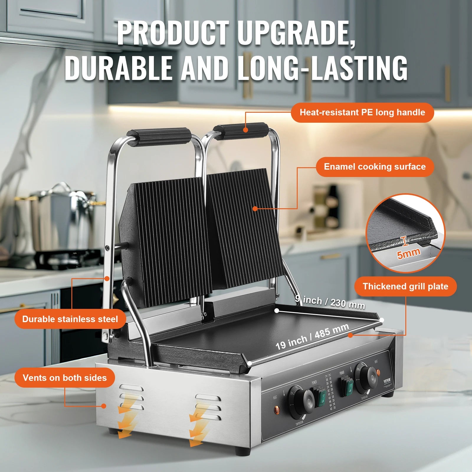 Commercial Panini Grill 3600W Electric Sandwich Maker