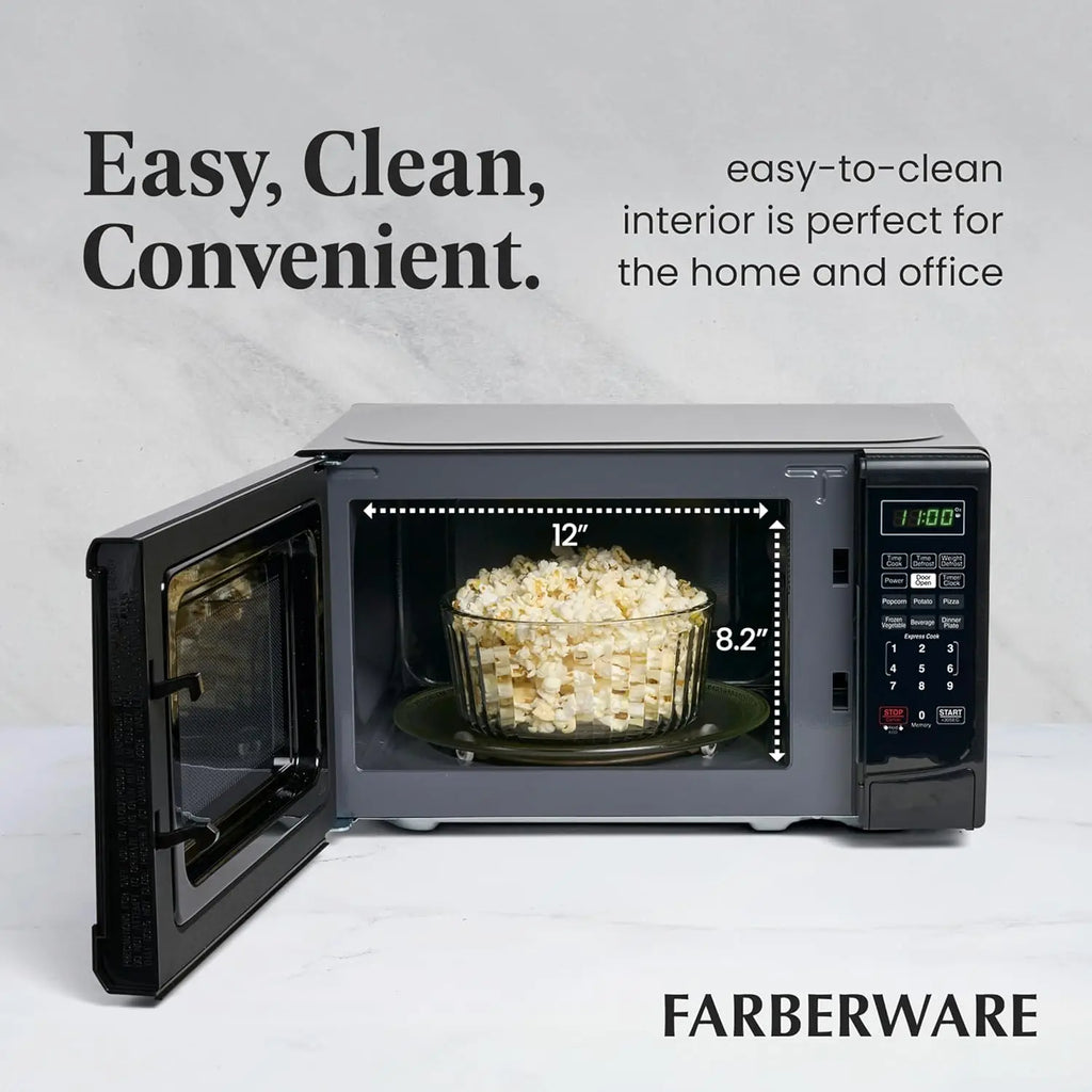 Compact 0.7 CF Microwave, 700 Watts, Black