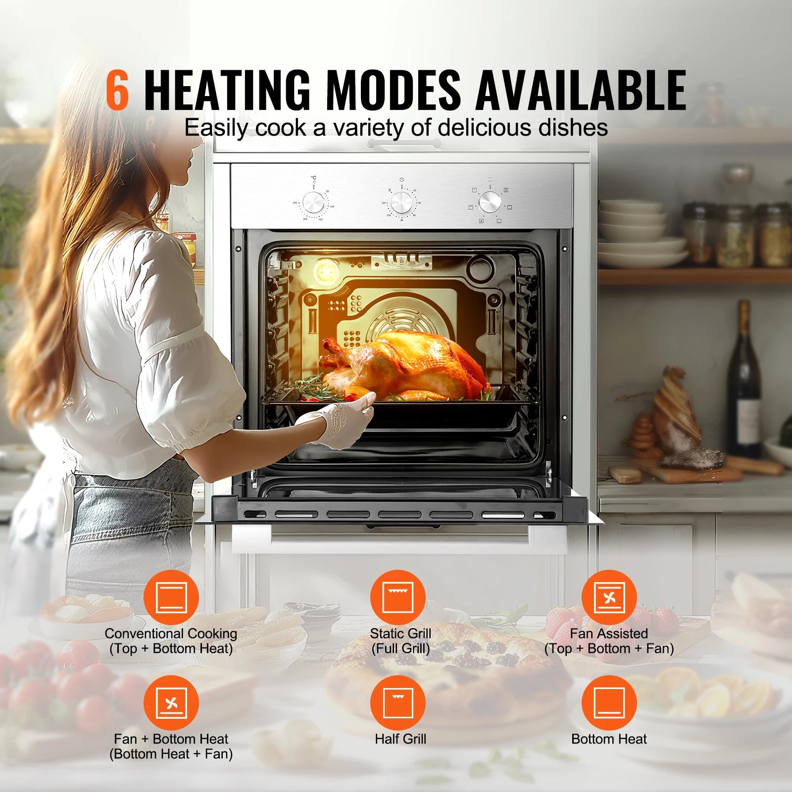 Single Wall Oven Built-in, 6 Functions, Tray