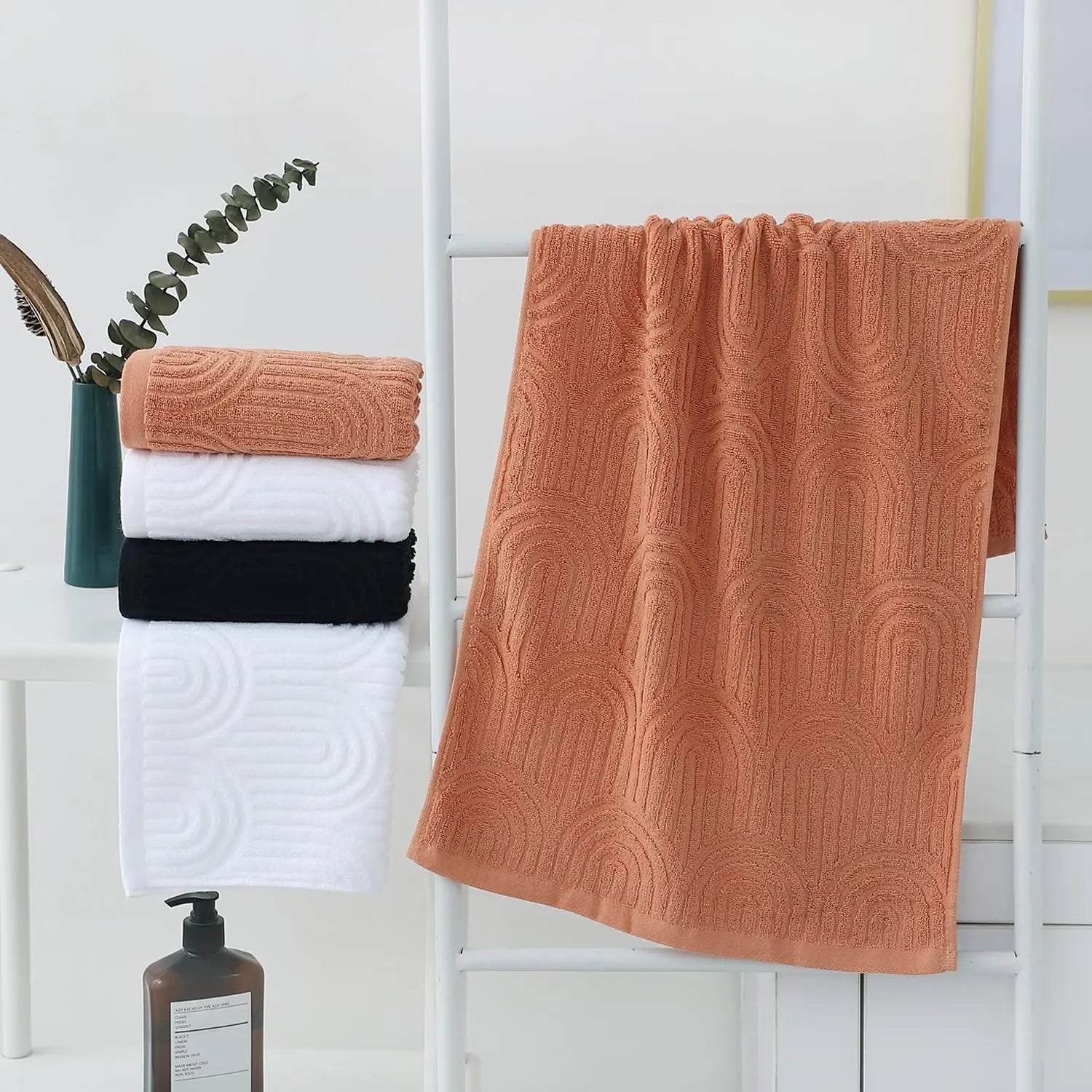 2 Striped Cotton Bath Towels