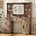 Farmhouse Vanity Desk with Light and mirror