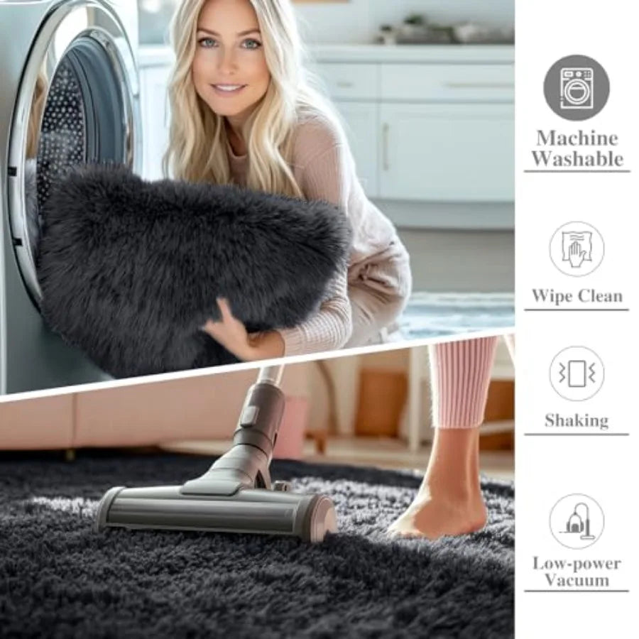 7' Black Round Rug