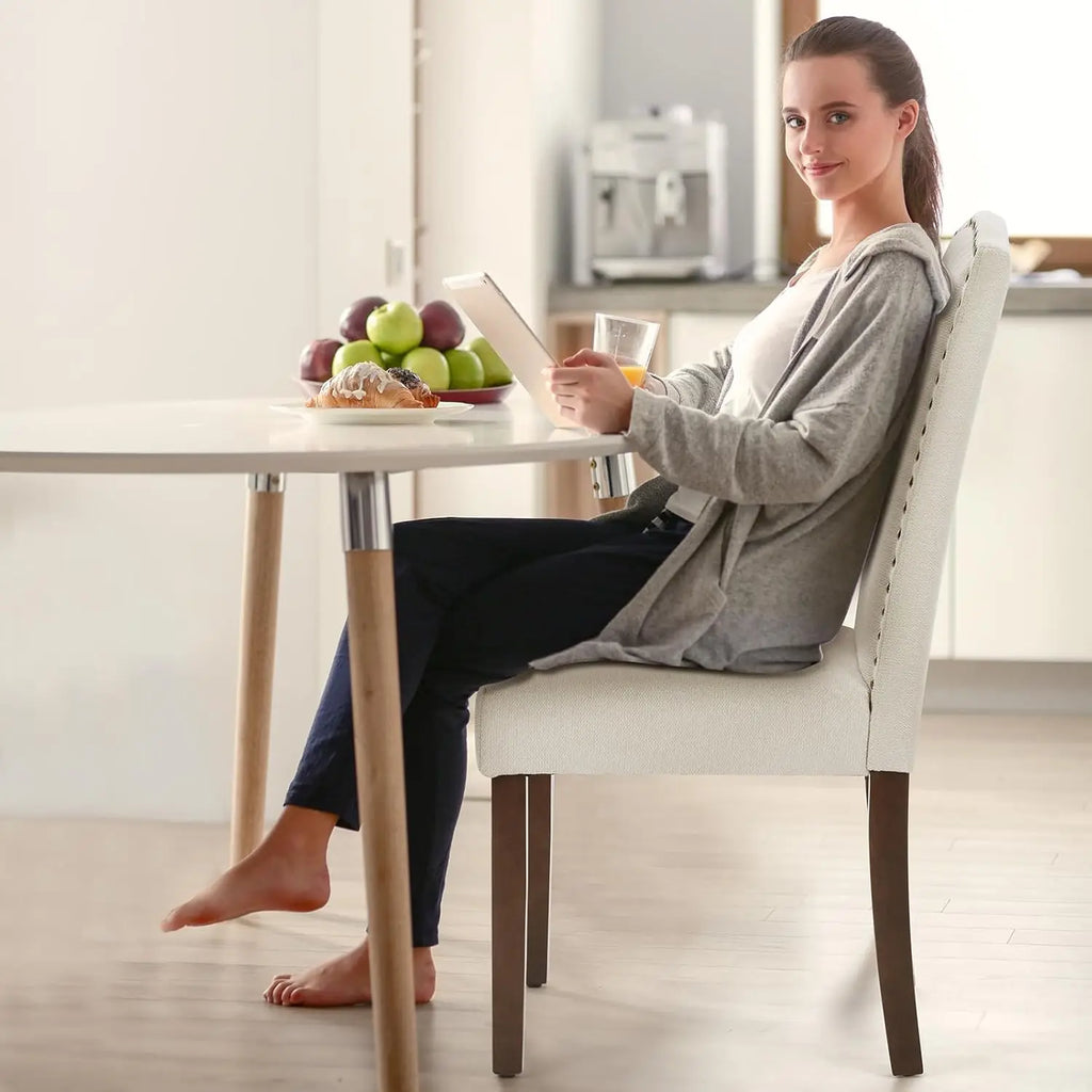 2 Modern Wooden Legs Padded Seat