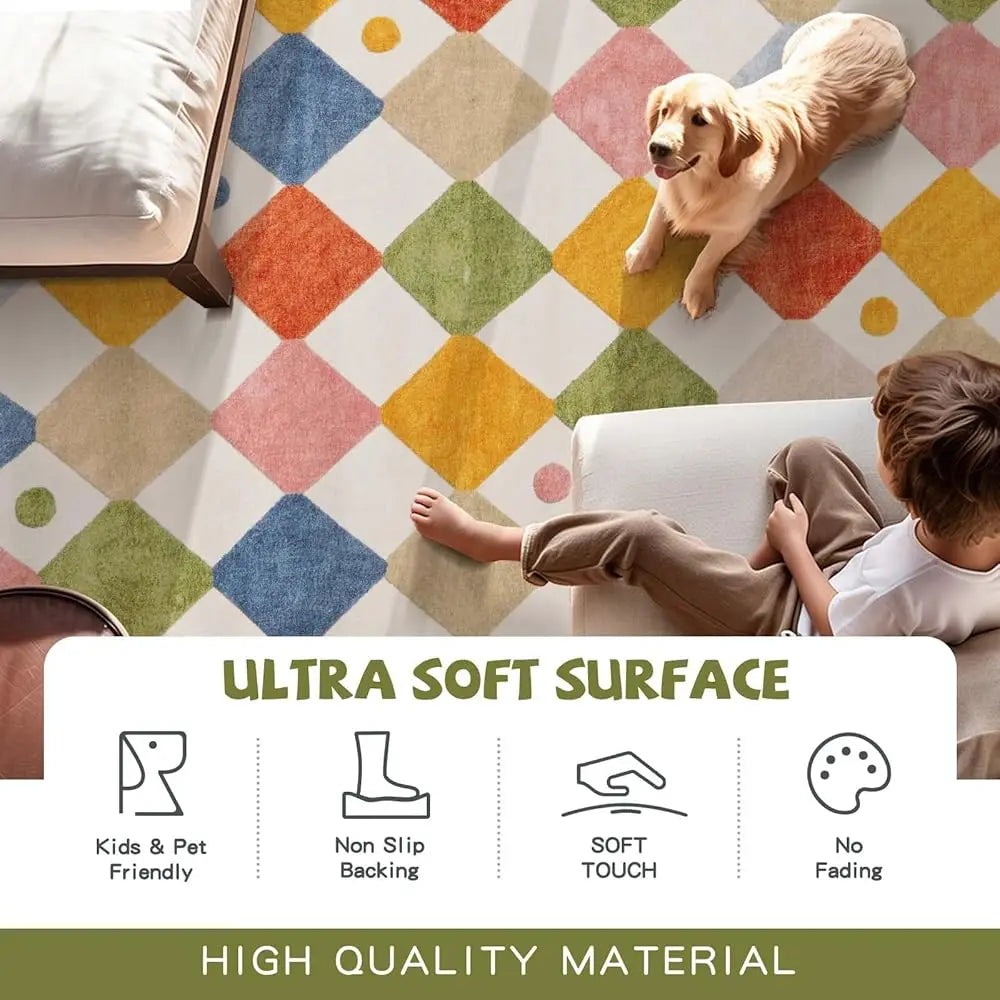 Area Rug 5X7 Diamond Kids Washable