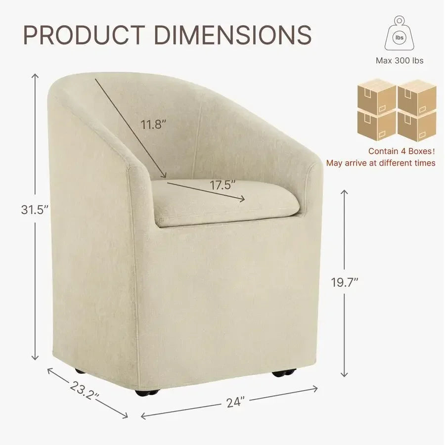 4 Modern Barrel chairs w/casters