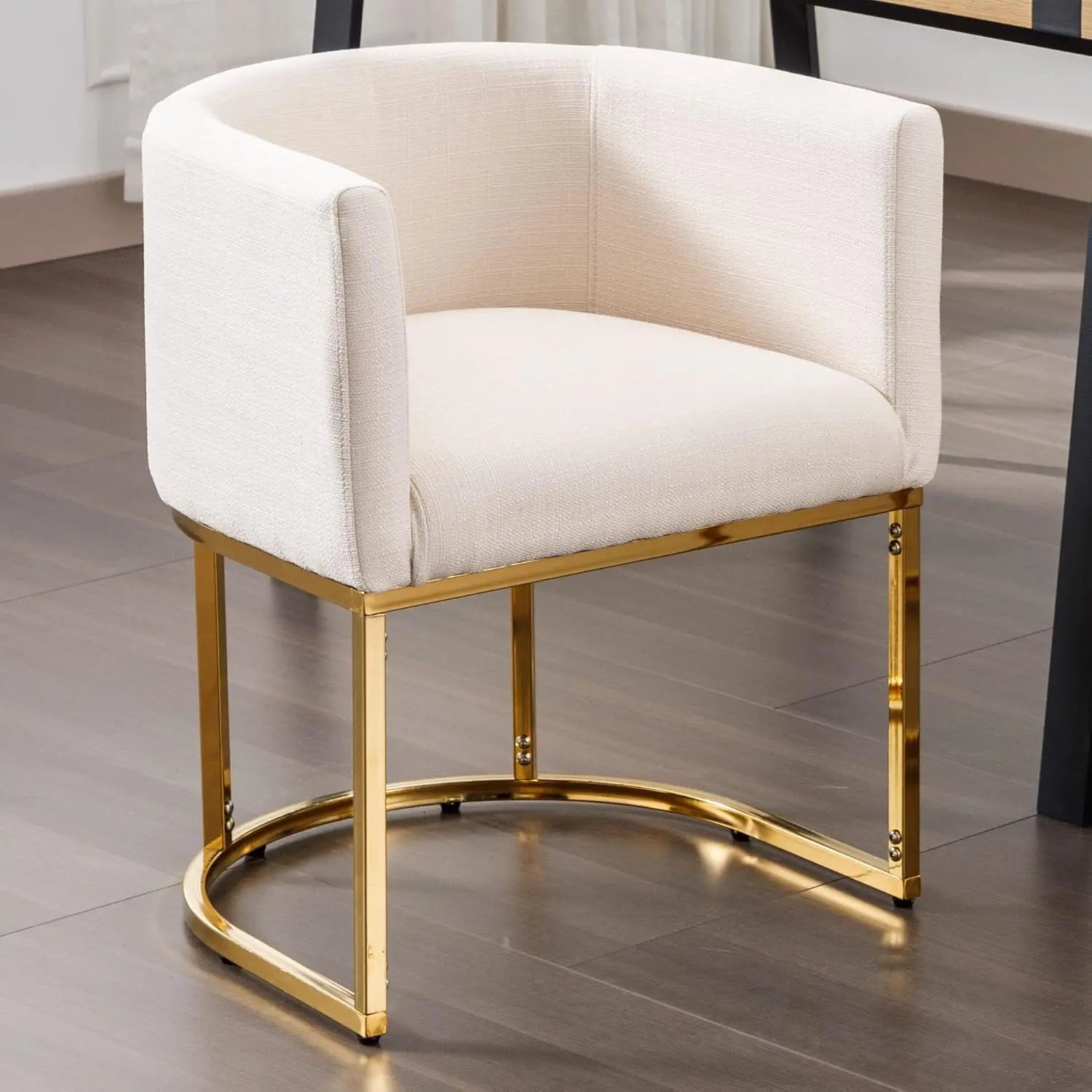 Faux Leather Upholstered Barrel Metal Frame