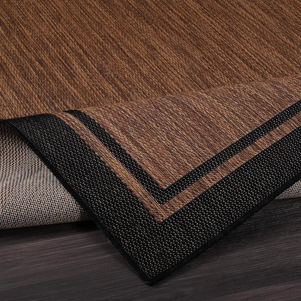 9x12 Indoor- Outdoor Bordered Nut Brown/Black