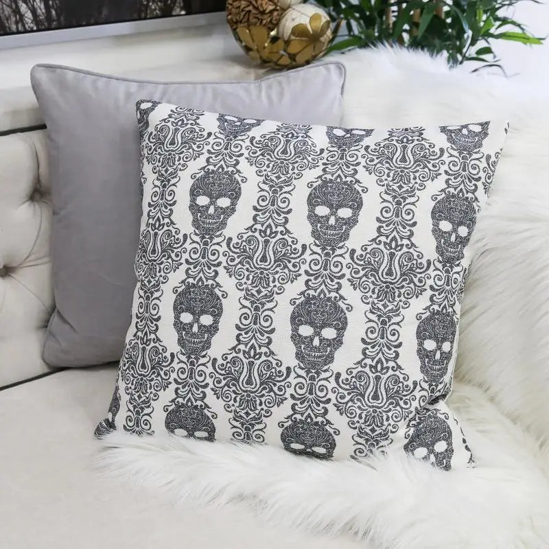 Gothic Damask Skull Pillow