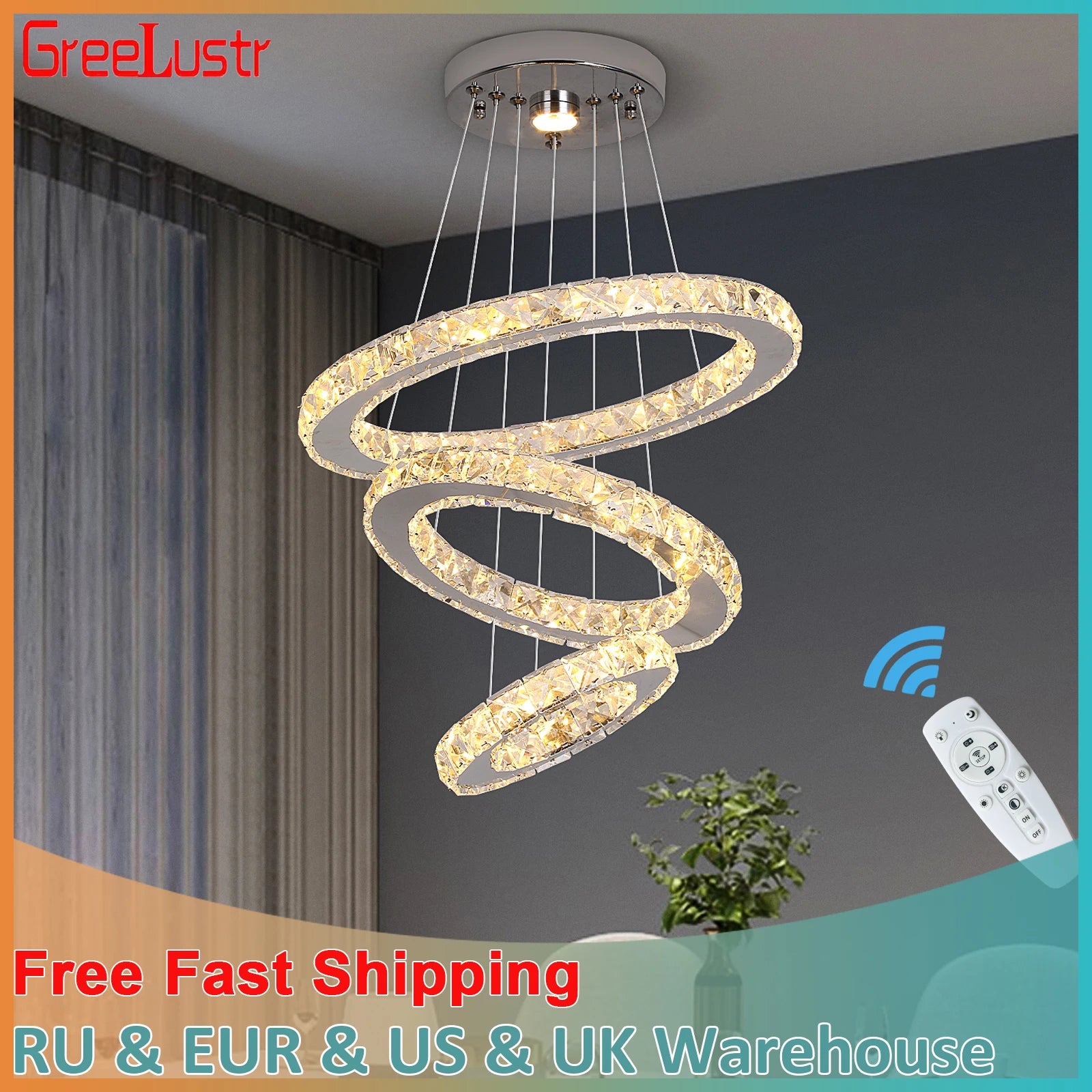 Modern Rings LED Crystal Chandelier