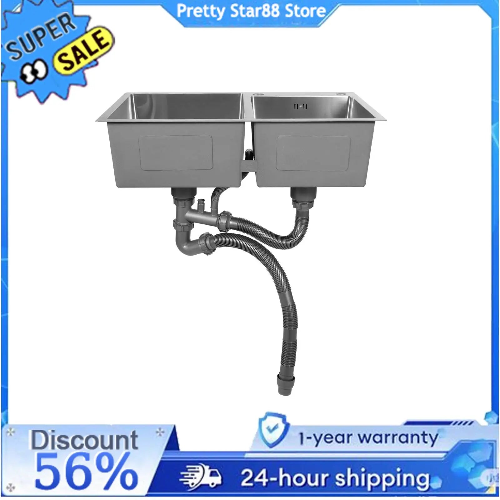 Stainless Double Bowl Anti Corrosion Soundproof