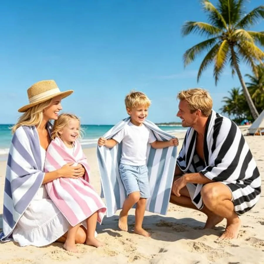4 Pack Beach Towels Stripe Microfiber Adult, 30'' x 60''