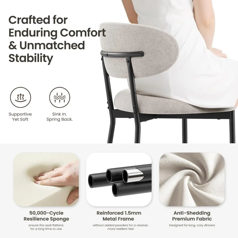 2 Modern Curved Backrest Cushioned Seat