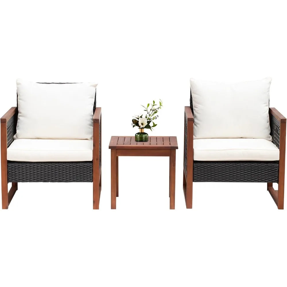 2-Piece Rattan Modern Bistro Patio Set