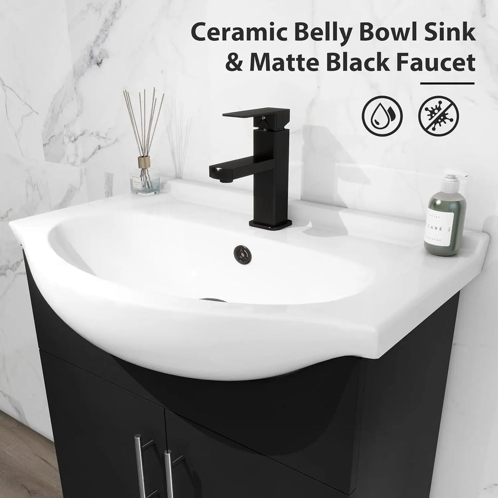24 Inch Black Sink Cabinet Set