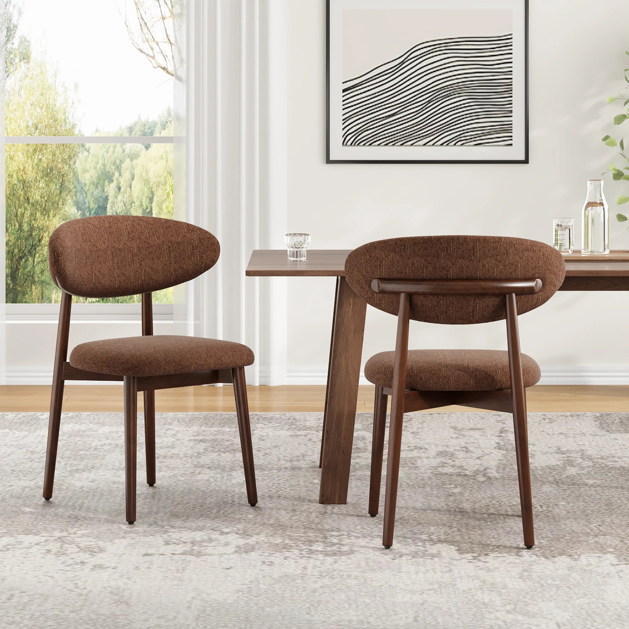 2 Solid Wood Modern Upholstered