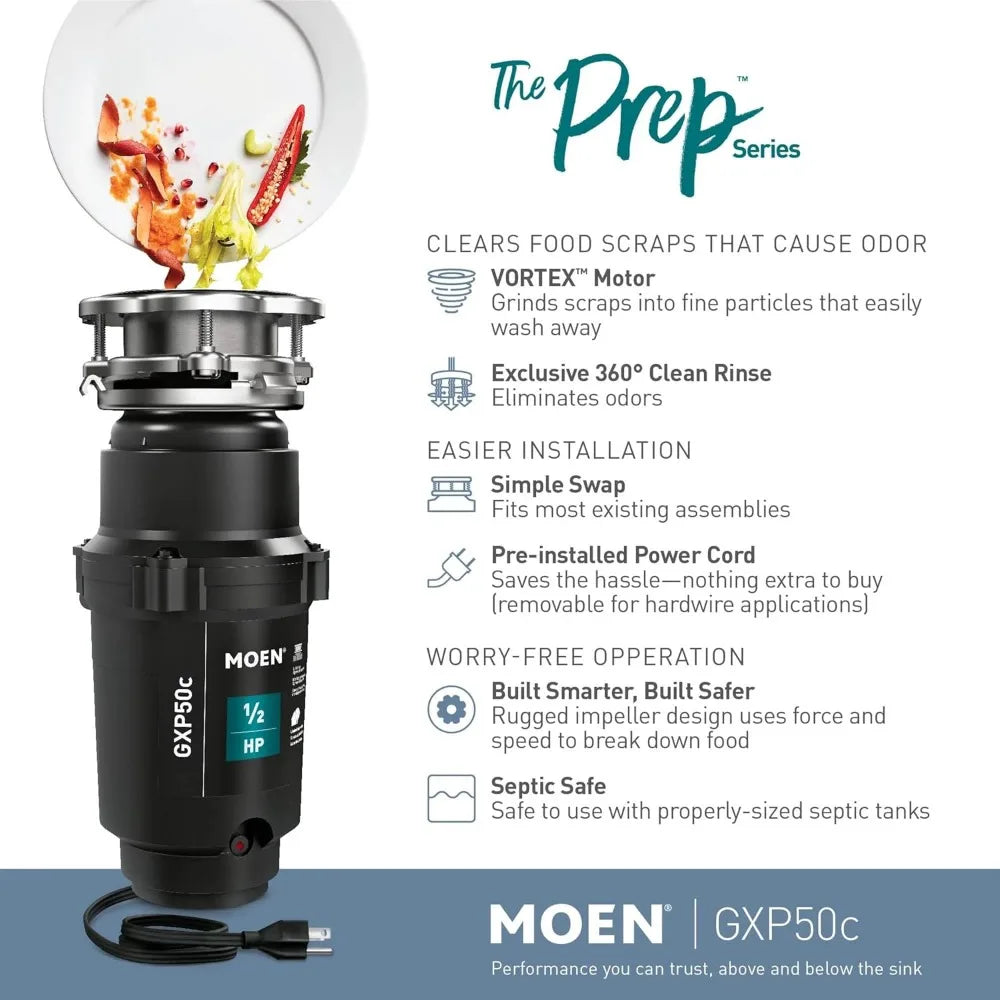 1/2 HP Disposal Pre-Installed Power Cord