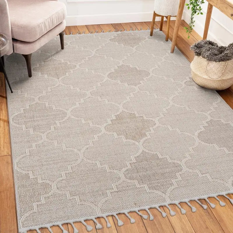 8X10 Cream Trellis Indoor/Outdoor