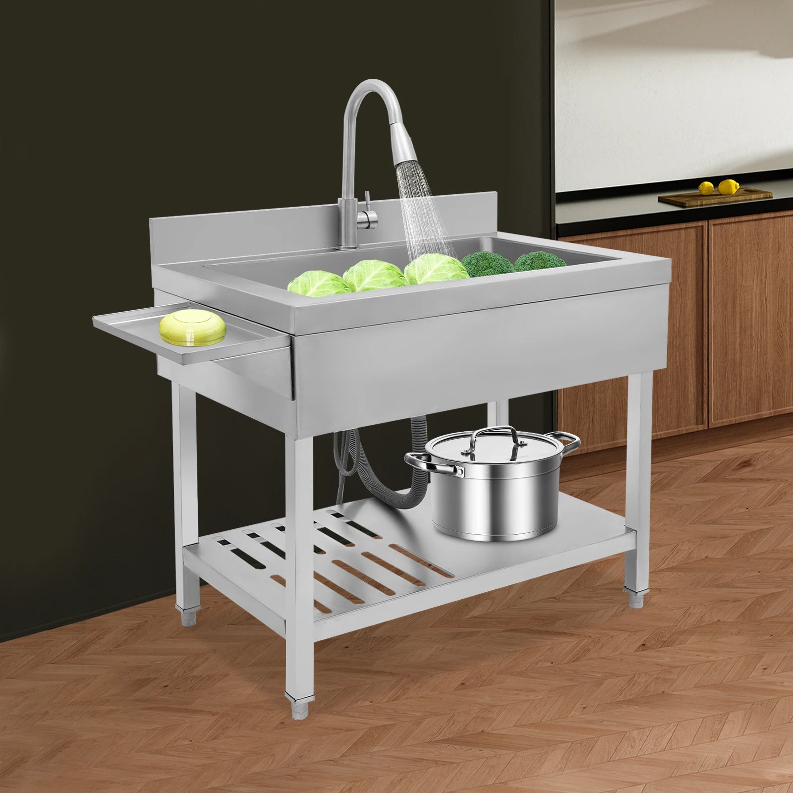 Single Bowl Stainless Pull-Out Faucet