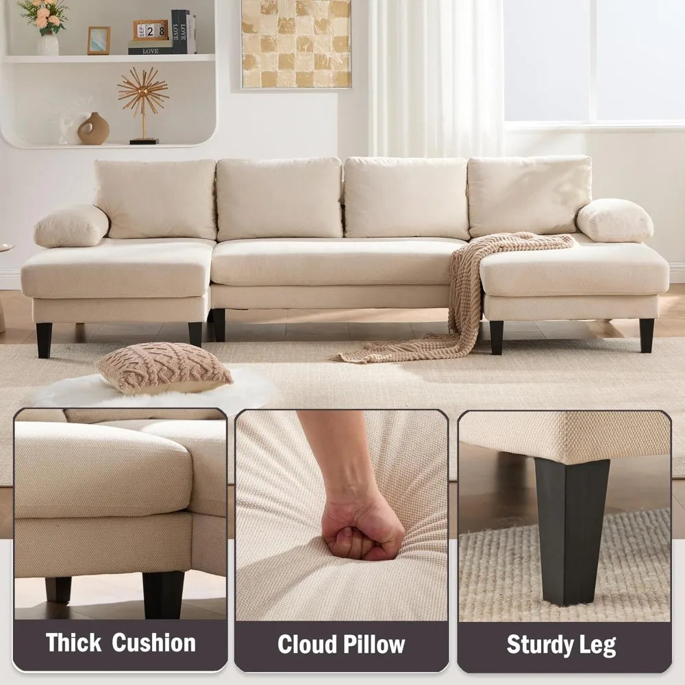 112" U-Shaped Sectional W/Double Chaise
