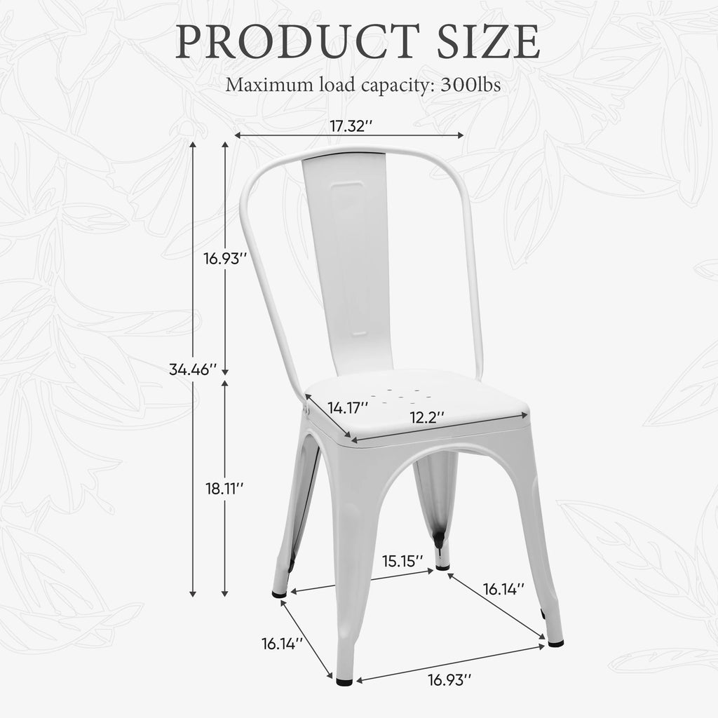 4 Metal Dining Stackable Patio Outdoor